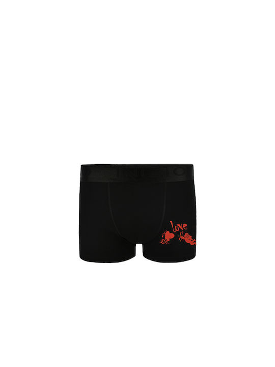 Inizio Men's Boxer Black with Patterns