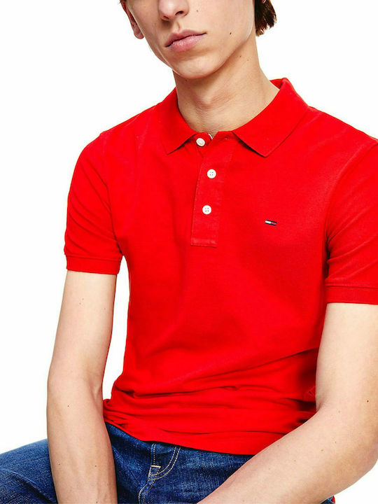 Tommy Hilfiger Ανδρικό T-shirt Κοντομάνικο Polo Κόκκινο