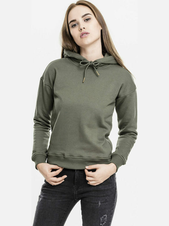 Urban Classics Damen Sweatshirt Kapuzen Olive