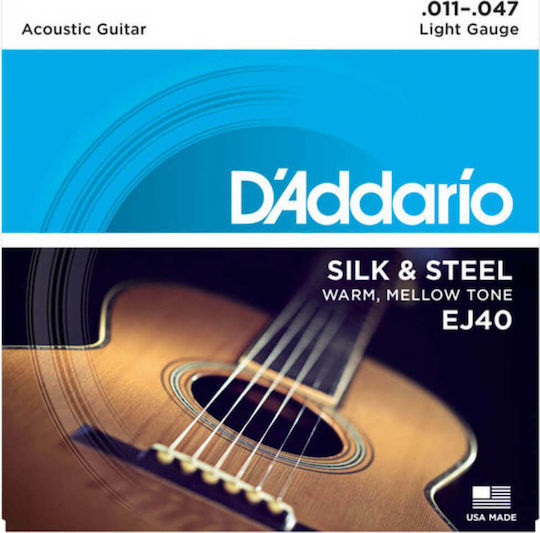 Daddario Silk & Steel Set of Silk Acoustic Guitar Strings 11 - 47 Regular Light