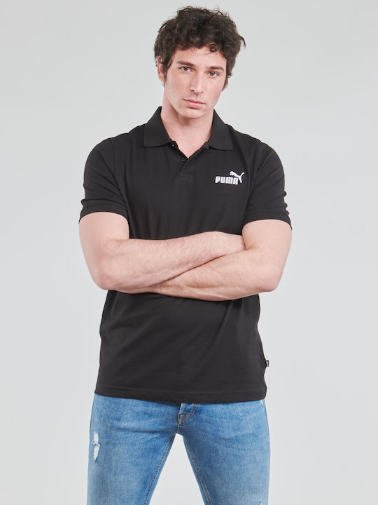 Puma Essentials Ανδρικό T-shirt Κοντομάνικο Polo Μαύρο