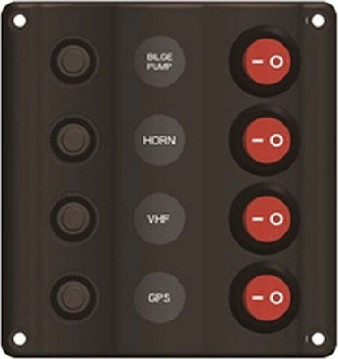 Eval Boat Switch with Panels Πίνακας Σκάφους Κυματιστός Αδιάβροχος 107x113mm