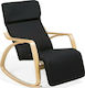 Roy Rocking Armchair with Footstool Black 67x108x90cm