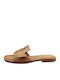 Verraros Leather Women's Flat Sandals in Beige Color