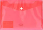 TipTop Office Folder Transparent with Button for Paper A5 Red