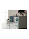 Συρταριέρα Κρεβατοκάμαρας Glass Mini mit 3 Schubladen Gray mit Glasoberfläche 72x45x75cm