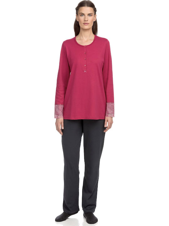 Vamp Winter Women's Pyjama Set Cotton Fuchsia