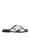 Leather Women's Flat Sandals in White Color