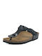 GS Leather Women's Flat Sandals in Black Color
