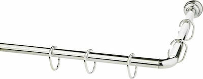 Grekon Corner Shower Curtain Rod Wall Mounted Aluminium Chrome 80x80cm