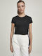 Γυναικείο Καλοκαιρινό Crop Top Βαμβακερό Κοντομάνικο Μαύρο