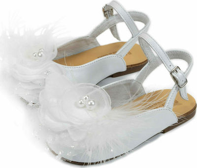 Babywalker Baptism Leather Sandals White