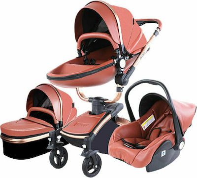 Agape 360° 2 in 1 Adjustable 2 in 1 Baby Stroller Suitable for Newborn Brown