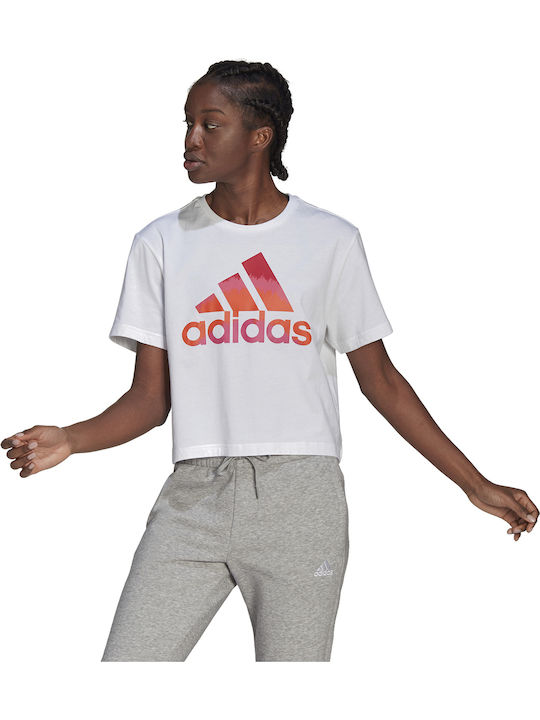 Adidas Farm Rio Tie Dye Damen Sport Oversized Crop T-Shirt Weiß