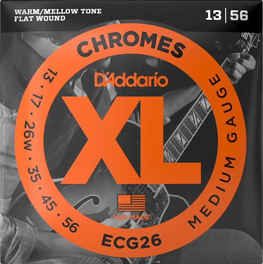 Daddario Set Corzi Pentru Chitară Electrică XL Flat Wound Chrome 13 - 56 Medium