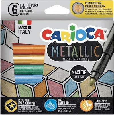 Carioca Metallic Maxi Tip Μαρκαδόροι Ζωγραφικής Χονδροί σε 6 Χρώματα