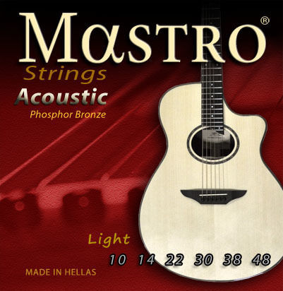 Mastro Acoustic Guitar Strings Set Phosphor Bronze for Acoustic Guitar 10-48 Light
