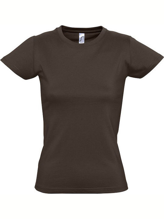 Sol's Imperial Γυναικείο Διαφημιστικό T-shirt Κοντομάνικο σε Καφέ Χρώμα