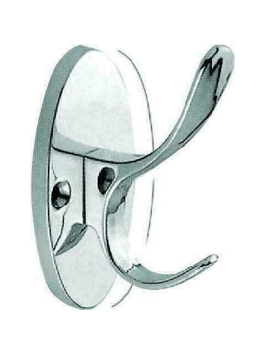 Gloria Oval Νο3 Single Wall-Mounted Bathroom Hook Silver