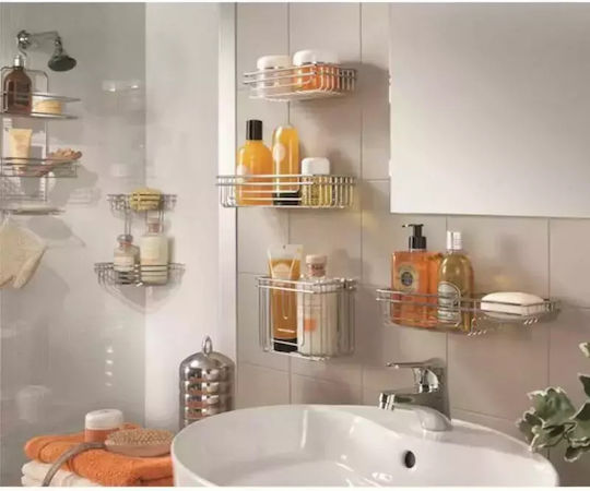 Metaltex Cuba Wall Mounted Bathroom Shelf Inox 18x11x15cm Silver