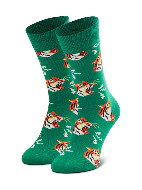 Happy Socks Tiger Unisex Sock with Design Green