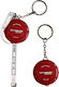 German key ring ruler "Picco" automatic with reset button centimeters/inches red 150cm x 0.8cm. Ø4.2cm code 933 Hoechstmass