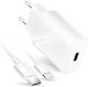 Forcell Incarcător Cu Port USB-C Și Cablu USB-C - Lightning 20W Livrarea Energiei Alb