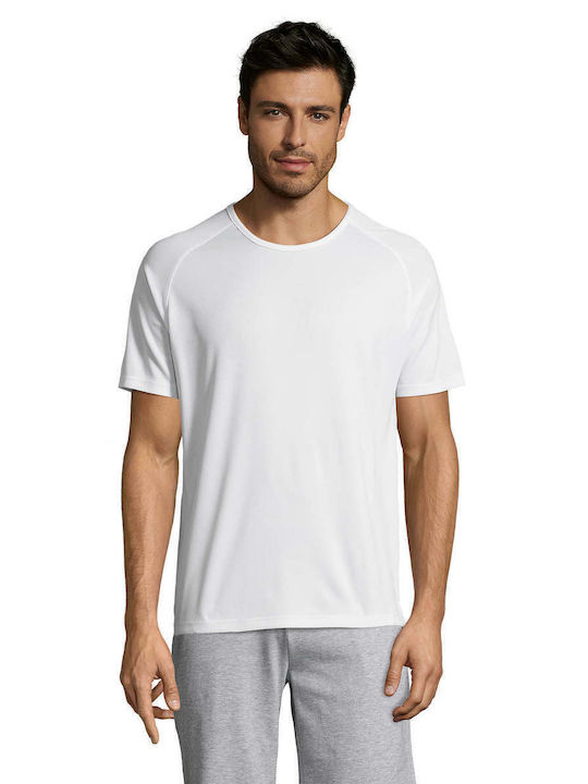 Sol's Sporty Ανδρικό Διαφημιστικό T-shirt Κοντομάνικο σε Λευκό Χρώμα