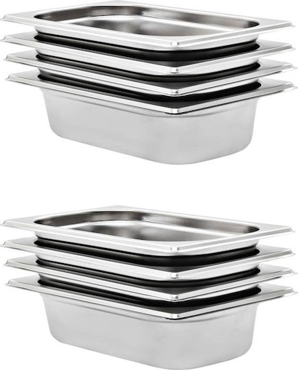 vidaXL Σκεύος Gastronorm Ανοξείδωτο GN1/4 με Βάθος 65mm (8τμχ)
