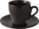 GTSA Set of Cups Coffee Porcelain Black Checkmate 280ml 6pcs