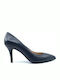 Bruni Leder Pumps mit Dünn flachem Absatz Marineblau