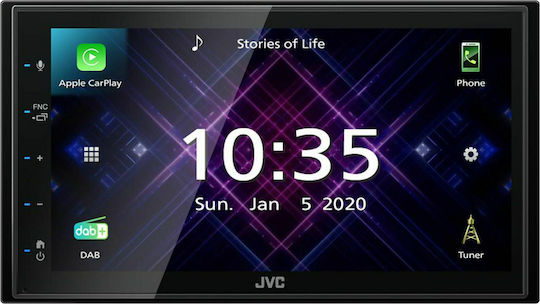 JVC Car Audio System 2DIN (Bluetooth/USB/AUX/WiFi/GPS/Apple-Carplay/Android-Auto) with Touch Screen 6.8"