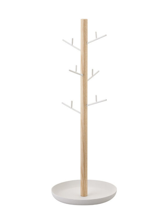 Yamazaki Дървена Бижутерия Стойка Бяла 13x13x35.5см Yamazaki Дървена Бижутерия Стойка Бяла 13x13x35.5см