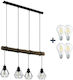 Eglo Horningtops 1 Hängelampe Schwarz Schiene für 4 Lampen E27 71x14x110cm.