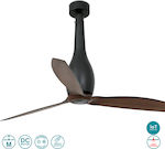 Faro Barcelona Eterfan Smart 32004WP Ceiling Fan 128cm with WiFi and Remote Control Matt Black/Wood