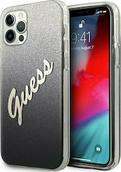 Guess Glitter Gradient Script Plastic Back Cover Black (iPhone 12 Pro Max)