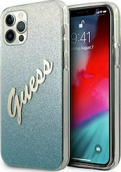 Guess Glitter Gradient Script Coperta din spate Plastic Albastru (iPhone 12 Pro Max) GUHCP12LPCUGLSBL