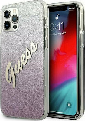Guess Glitter Gradient Script Back Cover Πλαστικό Ροζ (iPhone 12 Pro Max)