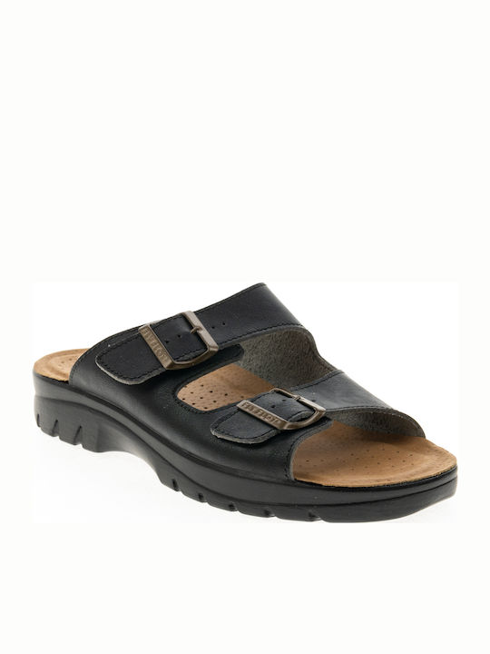 Leder Herrensandalen in Schwarz Farbe