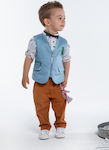 Baby u Rock Boys Baptism Suit with Vest Πάρης 6pcs Brown