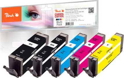 Peach Compatible Inkjet Printer Ink Package Canon PGI-580XXL/CLI-581XXL Multi (Color) / Black