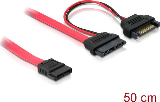 DeLock 13-Pin SATA III - 7-Pin SATA III Cable 50cm Κόκκινο (84418)