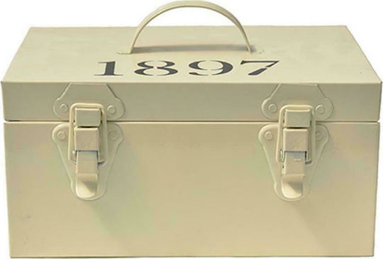 Atmosphera Cutie Decorativă Metalică Ecru 26x18x13cm