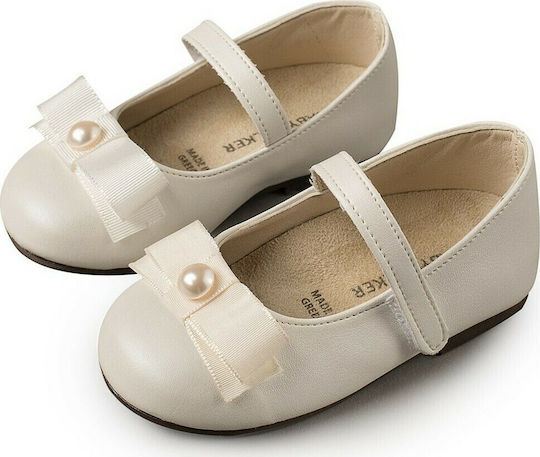 Babywalker Βαπτιστικές Δερμάτινες Μπαλαρίνες Ivory