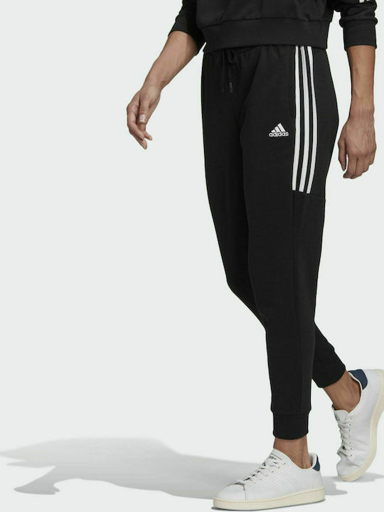 Adidas Essentials Cut 3 Stripes Παντελόνι Γυναικείας Φόρμας με Λάστιχο Μαύρο