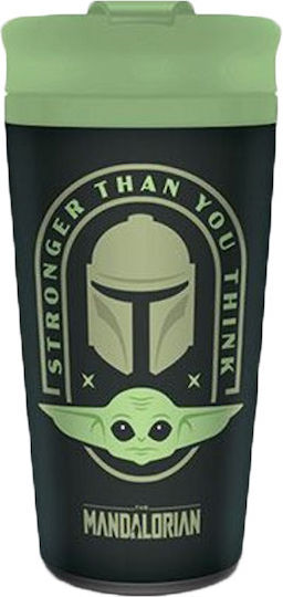 Pyramid International Star Wars: The Mandalorian (Stronger Than You Think) Glas Thermosflasche Rostfreier Stahl 450ml Schwarz