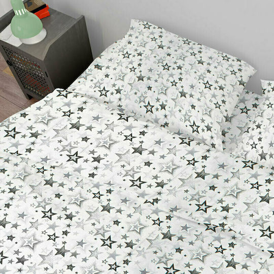 Dimcol Bettwäsche-Set Einzel Baumwolle Star 120 Grey 160x240cm 3Stück