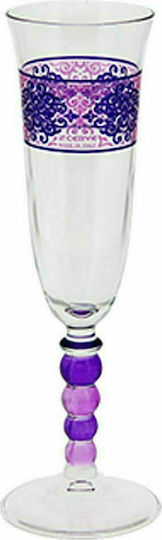Cerve Charme Set of Glasses Champagne made of Glass Fuxia Stemmed 165ml 3pcs