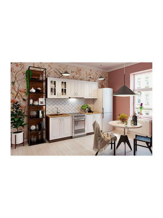 Set de cabinete de bucătărie suspendate și de podea Vintage 340 340x60x217cm Zăpadă
