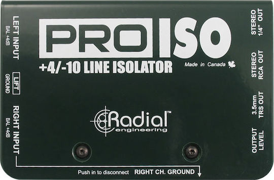 Radial Pro-Iso Stereo Line Level Converter Ενεργό DI Box 2 Καναλιών